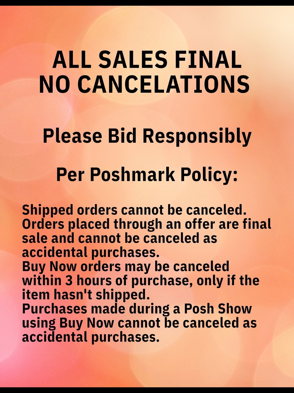 No Cancelations - Read for Policy